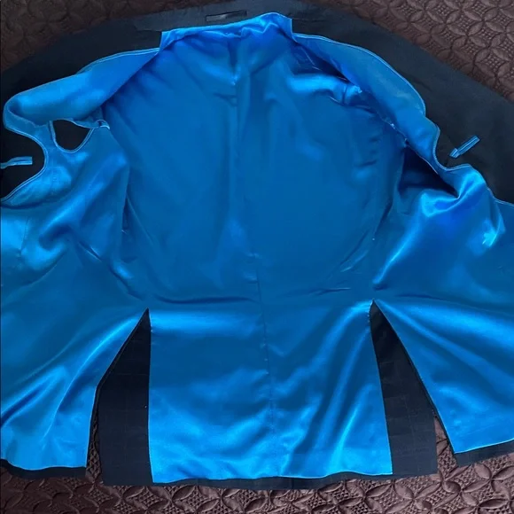 Men's Black Blazer with Blue Lining